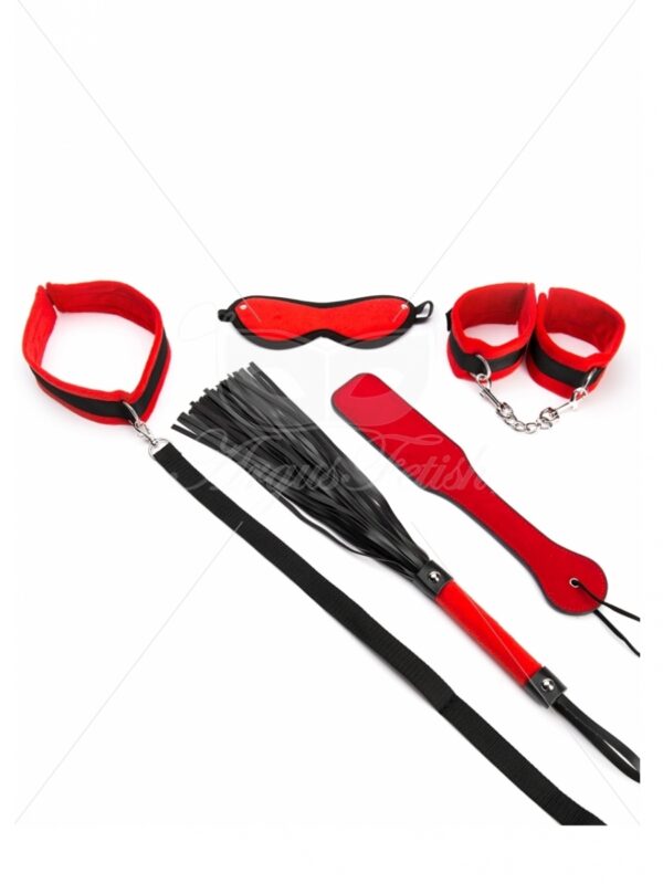 KIT BONDAGE 5 PIEZAS NEGRO-ROJO